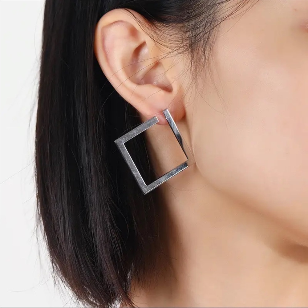 Square Silver Earrings NEW